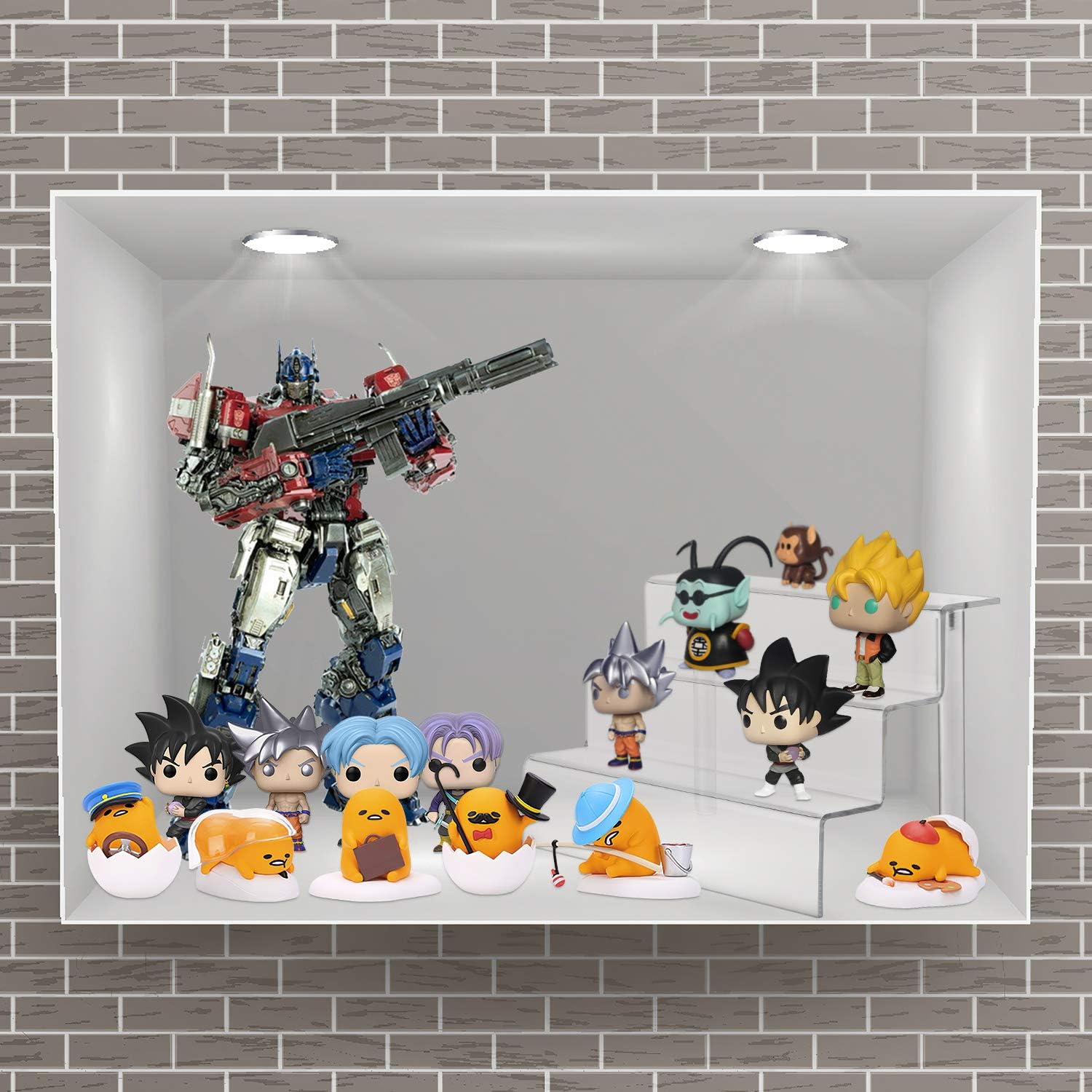 ONE WALL Acrylic Riser Stand Shelf, 3 Steps Acrylic Display Stand for Amiibo Funko Pops Figures, Cupcakes, Dessert & Cosmetics, 3-Tier, Clear, 9x6 Inch - 1 Pack