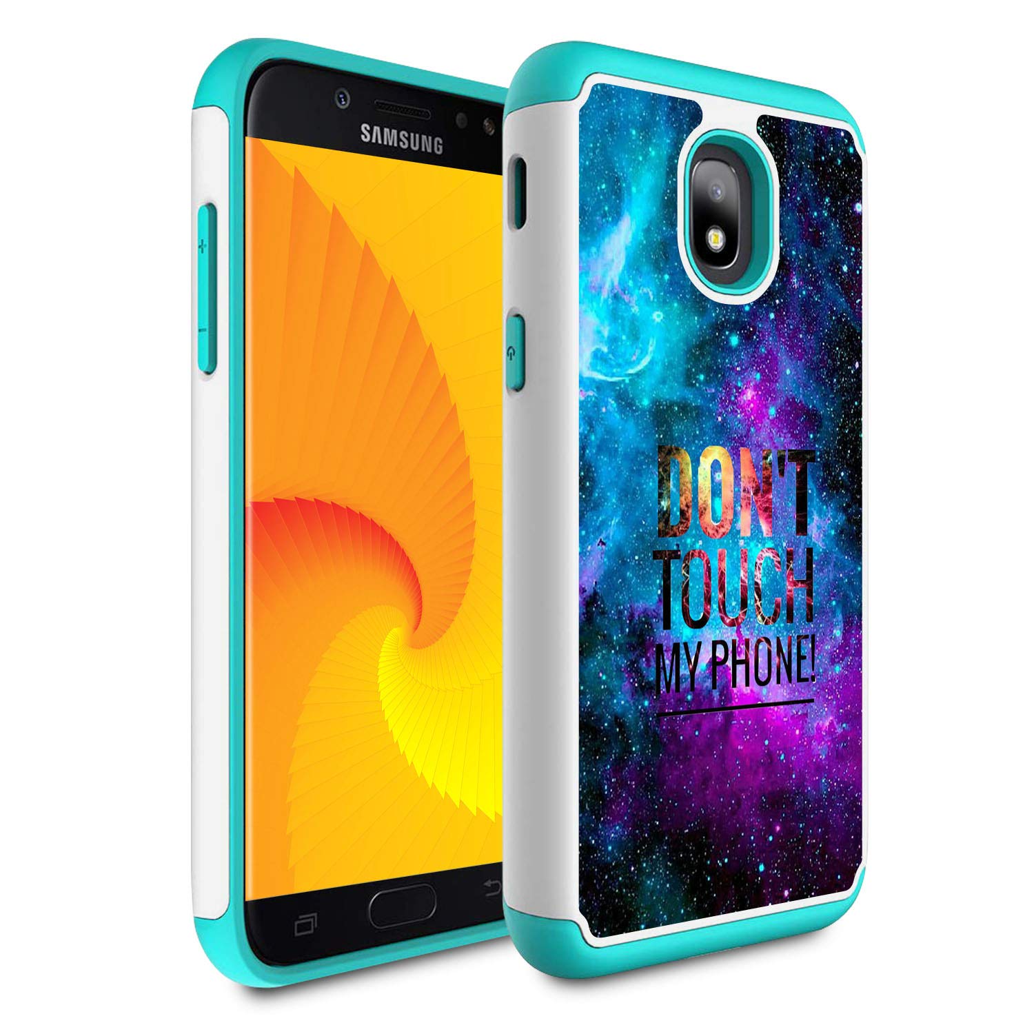 Galaxy J7 Refine/J7 2018/J7 Star/J7 Top/J7 Aura/J7 Aero/J7 Crown/J7 Eon Case,Skyfree Heavy Duty Dual Layer Bumper Protective Phone Case for Samsung Galaxy J7 2018,Don't Touch My Phone Space