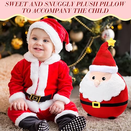 Miniatura 4 de Almohada de felpa de Papá Noel de 14 pulgadas, suave almohada de peluche grande de Navidad para el hogar, dormitorio, oficina, sofá, decoración de