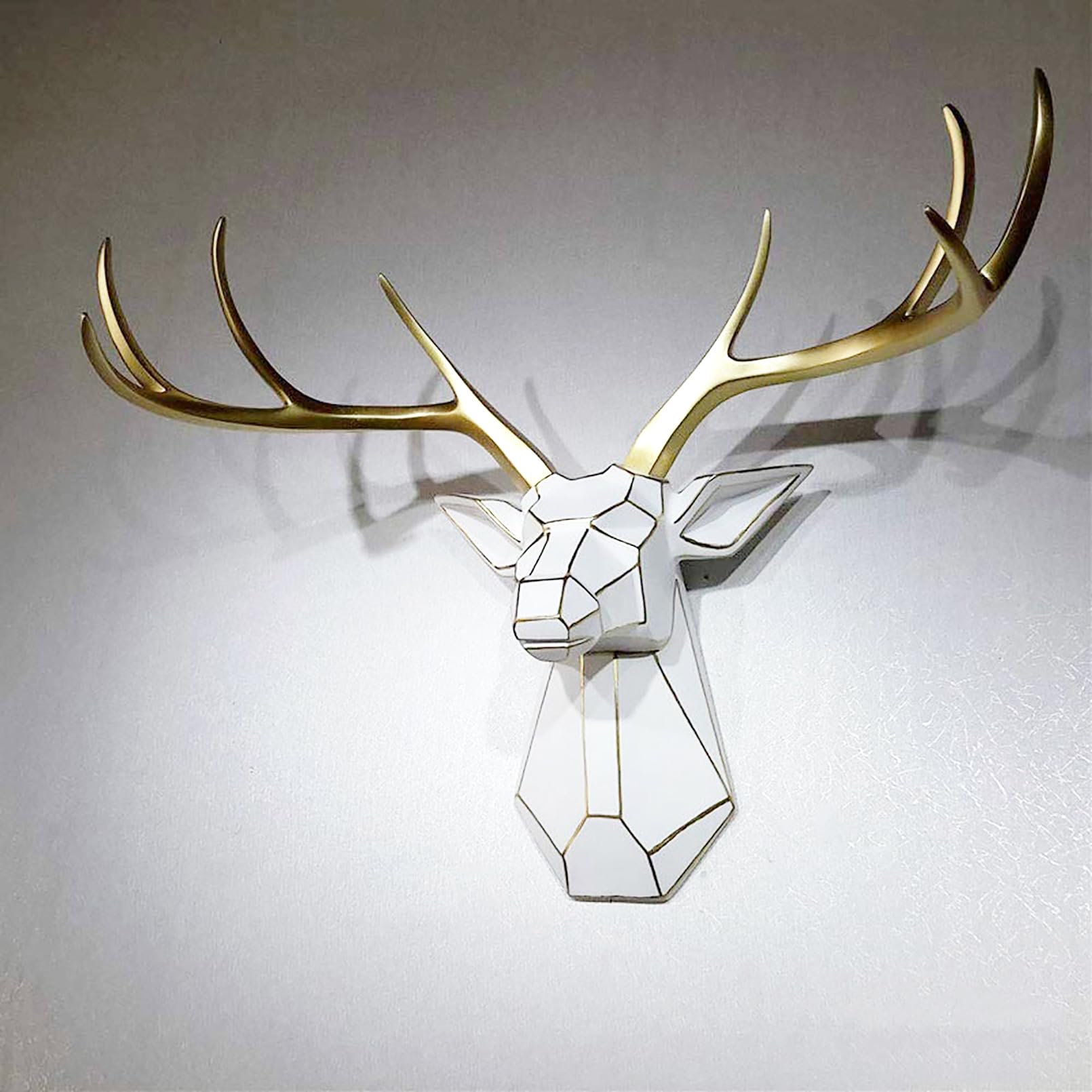 Pevfeciy Wall Mounted Stag Deer Head Sculpture,Large Animal Deer Heads for Wall Art Hanging Statue-59X54cm(W x H)-3D Deer Stag Head Wall Sculptures for Indoor Outdoor Home Wall Decoration,F