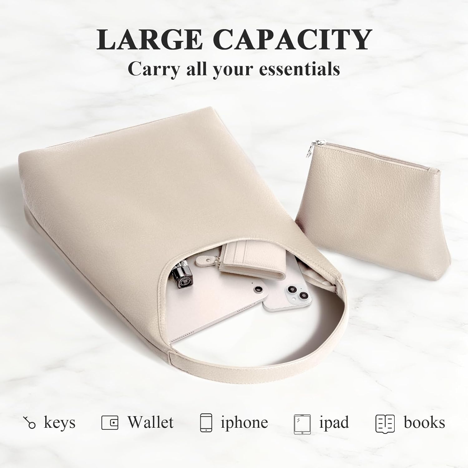 Shoulder Bag for Women, Slouchy Hobo Purse, Soft Vegan Leather Hobo Bag Handbag, Trendy Everyday Tote Style, 11'' (28cm) - Image 4