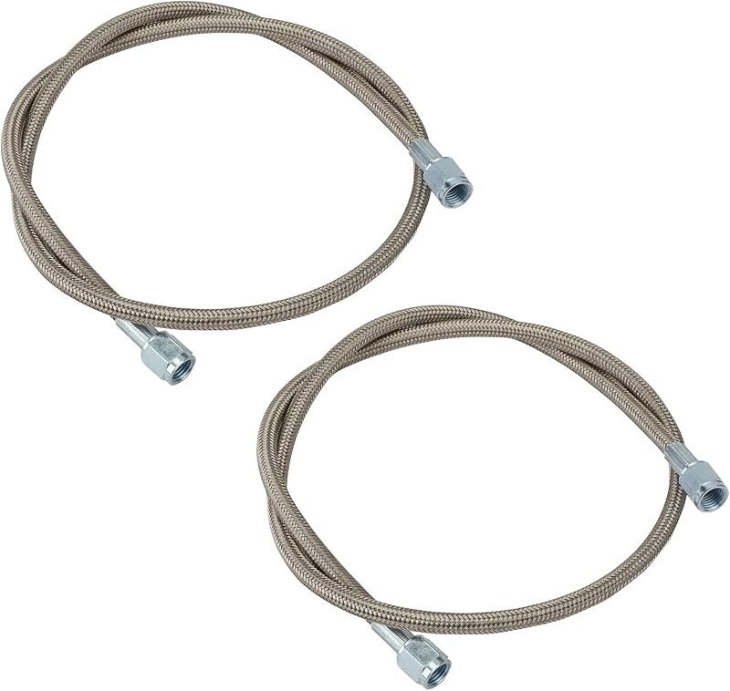 Linha de freio trançada em aço inoxidável Speedway Motors com conexões retas AN3 – 91,44 cm, par