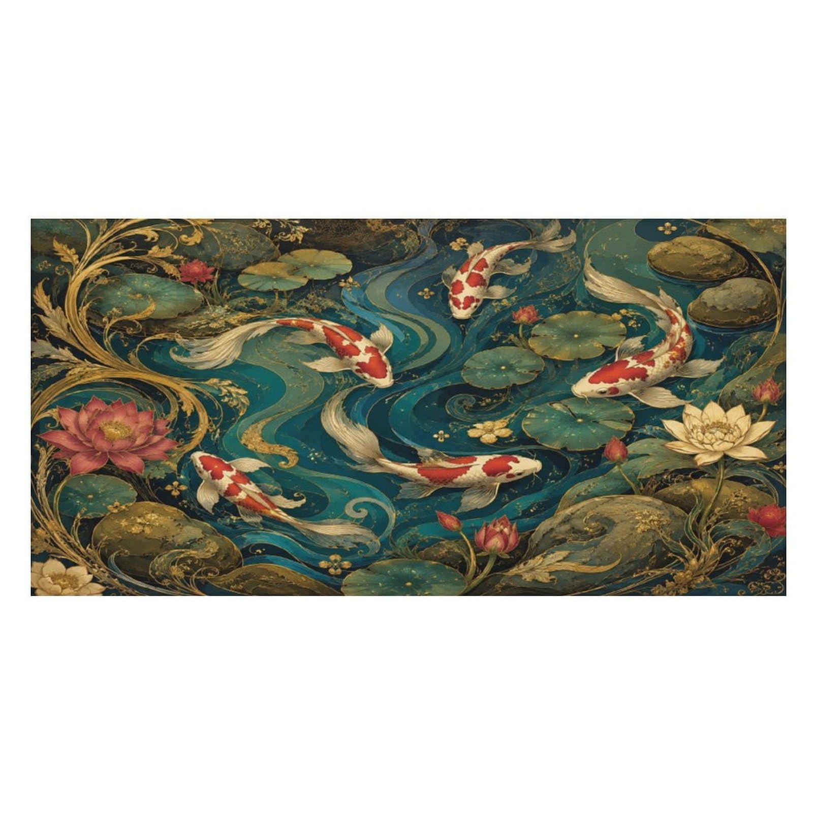 Anceky Koi Fish Pond Lotus Flowers Oversized Beach Towel Quick Dry Sand Free Microfiber Travel Towel Lightweight Multi Purpose Beach Blanket Pool Gym Bath Towel 63x31 in