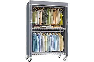 VIPEK Heavy-Duty Adjustable Closet Wardrobe with Wheels for Space-Conscious Storage