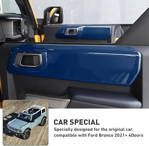 Miniatura 6 de Cubierta de panel de manija de puerta interior compatible con Ford Bronco 2021-2024+ 4 puertas (azul)