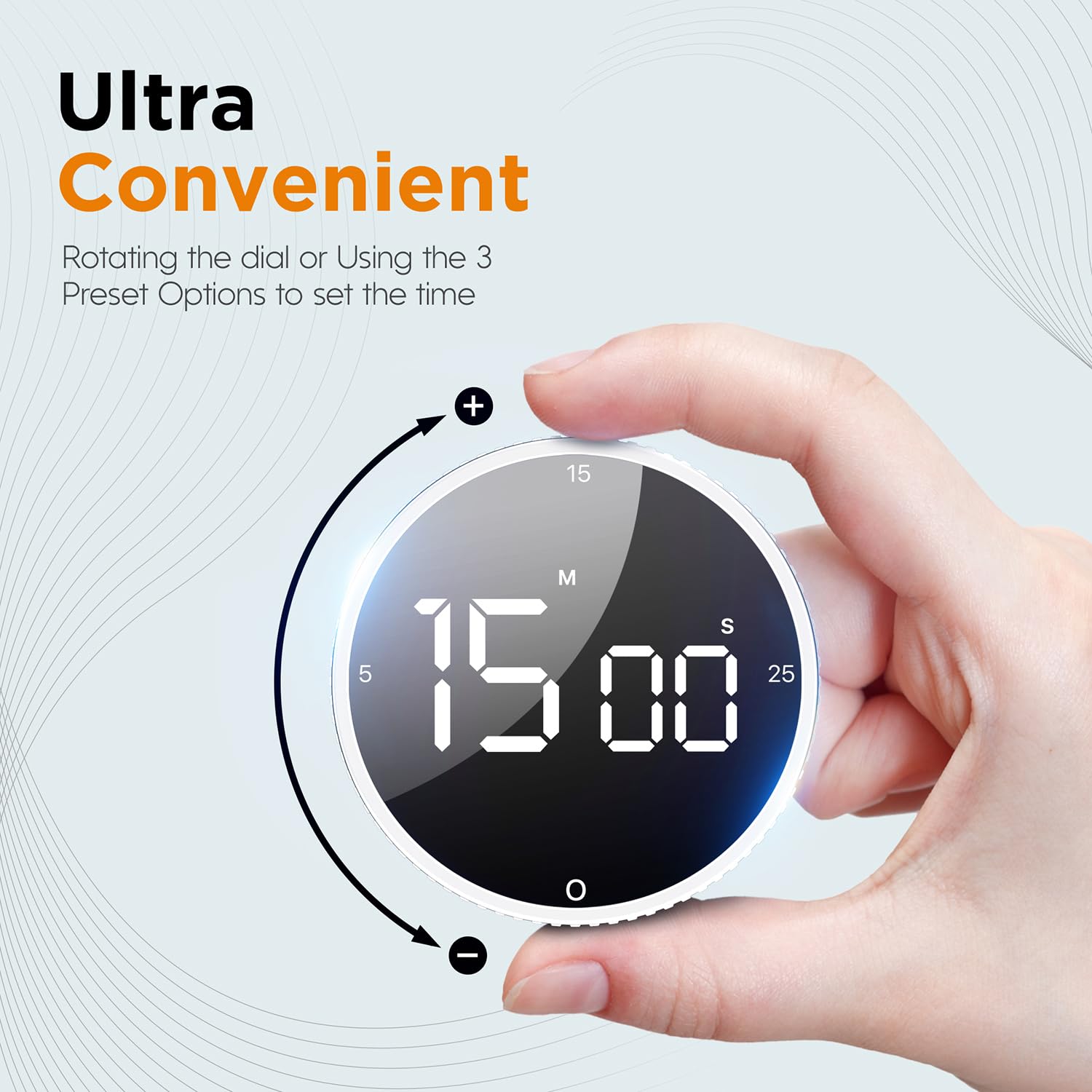 Temporizador digital de cocina mejorado, temporizador magnético de cuenta regresiva con pantalla LED grande, 3 tiempos preestablecidos (5, 15, 25), 3 niveles de volumen, ideal para cocinar, hornear y