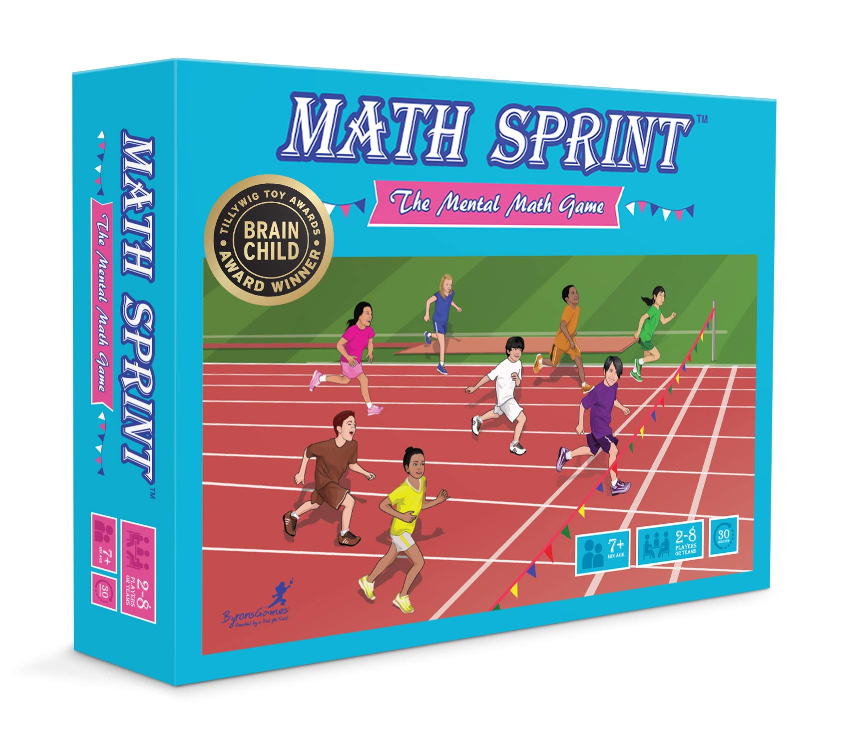 Byron's Games Math Sprint Board Game for Kids Age 7 Plus. Award-Winning Mental Math Games of Addition, Subtraction, Multiplication and Division. Fun Educational Learning Resource for Home or Classroom