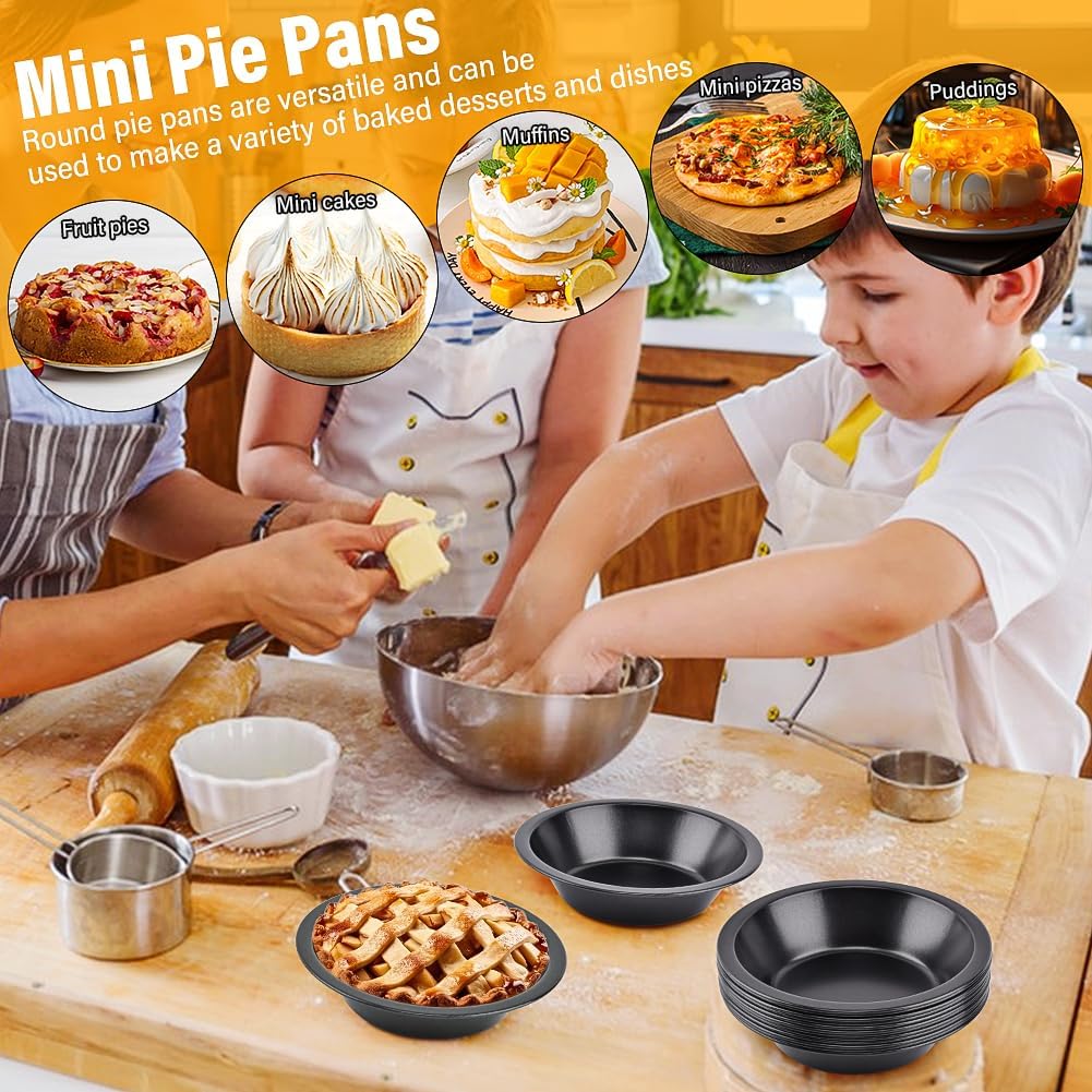 12 Pack Mini Pie Pan Set - 5 Inch Reusable Round Pie Tins - Nonstick