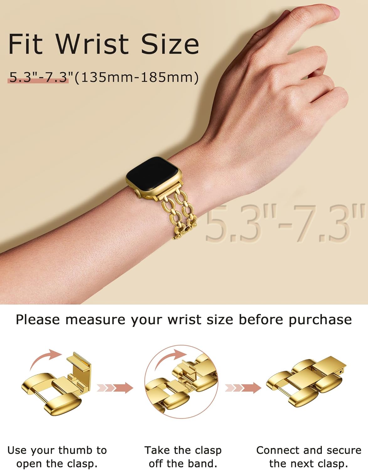 Minyee Compatible with Apple Watch Band 41/40/38/44/45/46/49/42mm Women, Dressy Pretty Metal Strap Double Chain Twisted Designer Fancy link Bracelet for iWatch Series 11 10 9 Ultra SE 8 7 6 5 4 3 2 1 - Image 2