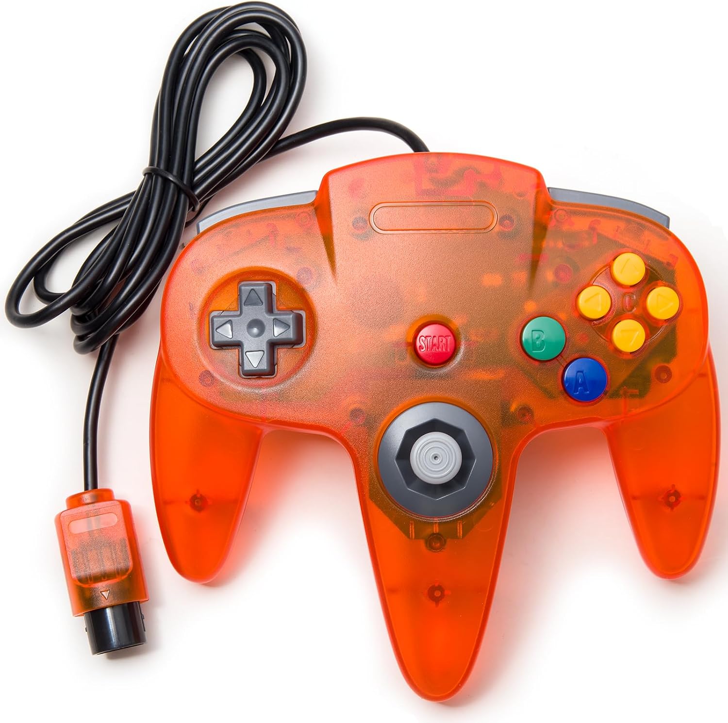 KIWITATA Classic N64 Controller, N64 Remote Wired Joystick Replacement Gaming Controller for Retro N64 System Video Games Console Clear Orange