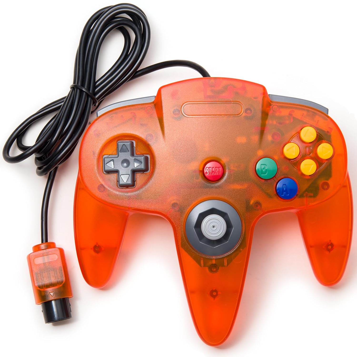 KIWITATA Classic N64 Controller, N64 Wired Remote Joystick Replacement Game Pad Controller for Original Retro N64 System Video Console Transparent Orange