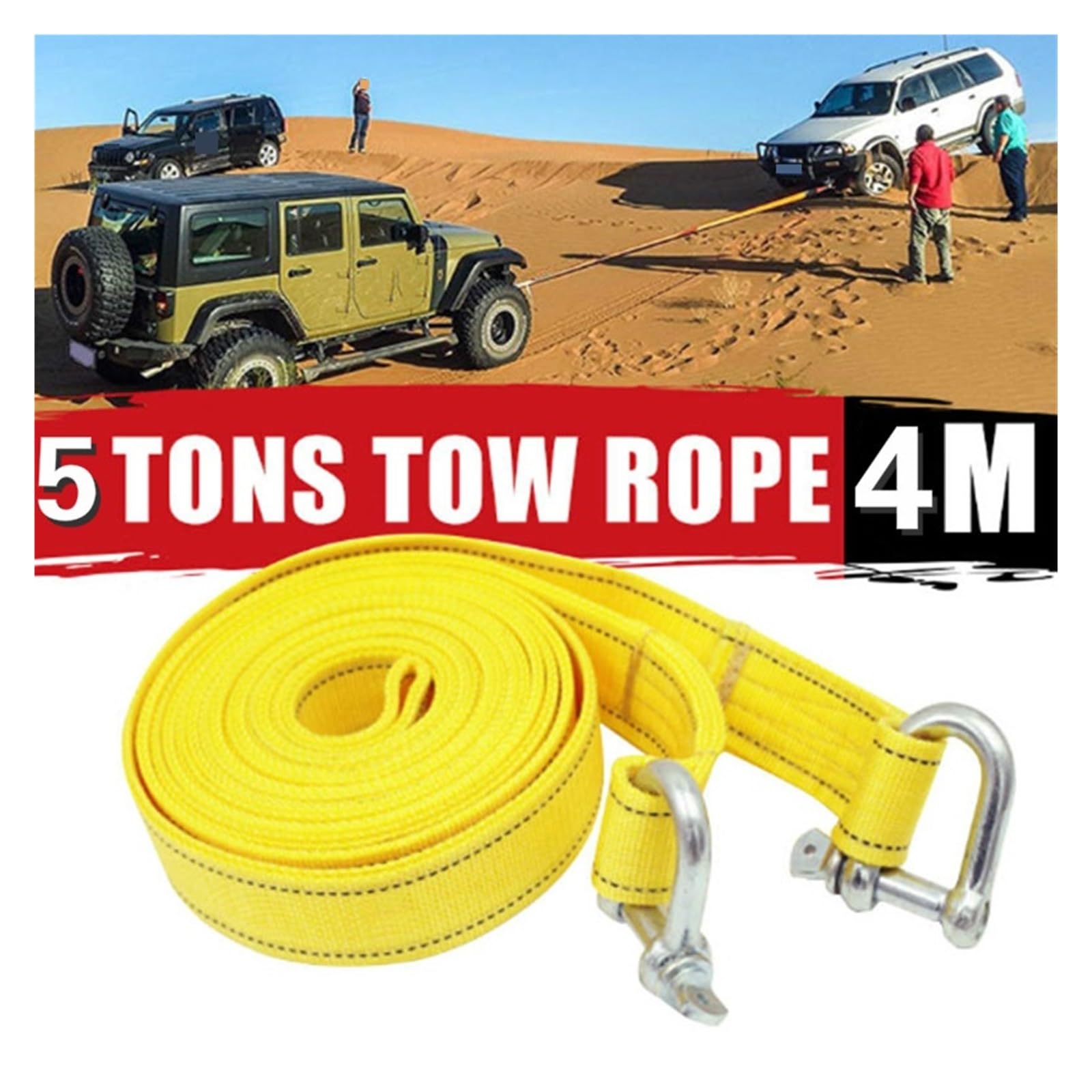 400CM Heavy Duty 5 Ton Samochód Kabel Holowniczy Holowanie Ciągnąć Linę Pasek Haki Van Road Recovery U-hook Eagle Claw Hak Przyczepy Wciągarka Solidna I Niezawodna(4M 5T Eage HOOK)