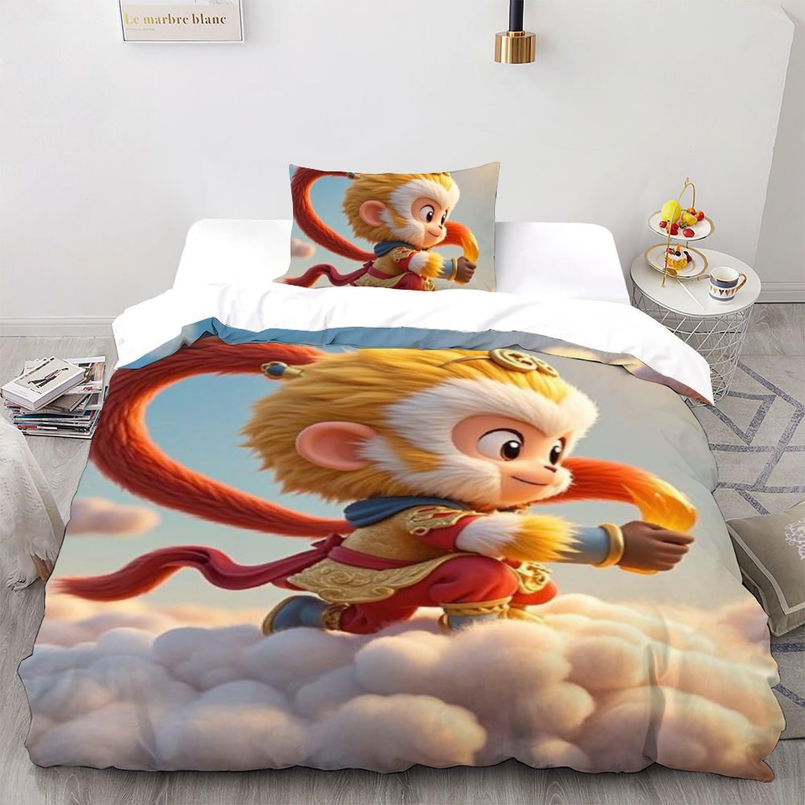 Housse de couette single singe blond en microfibre 135x200cm