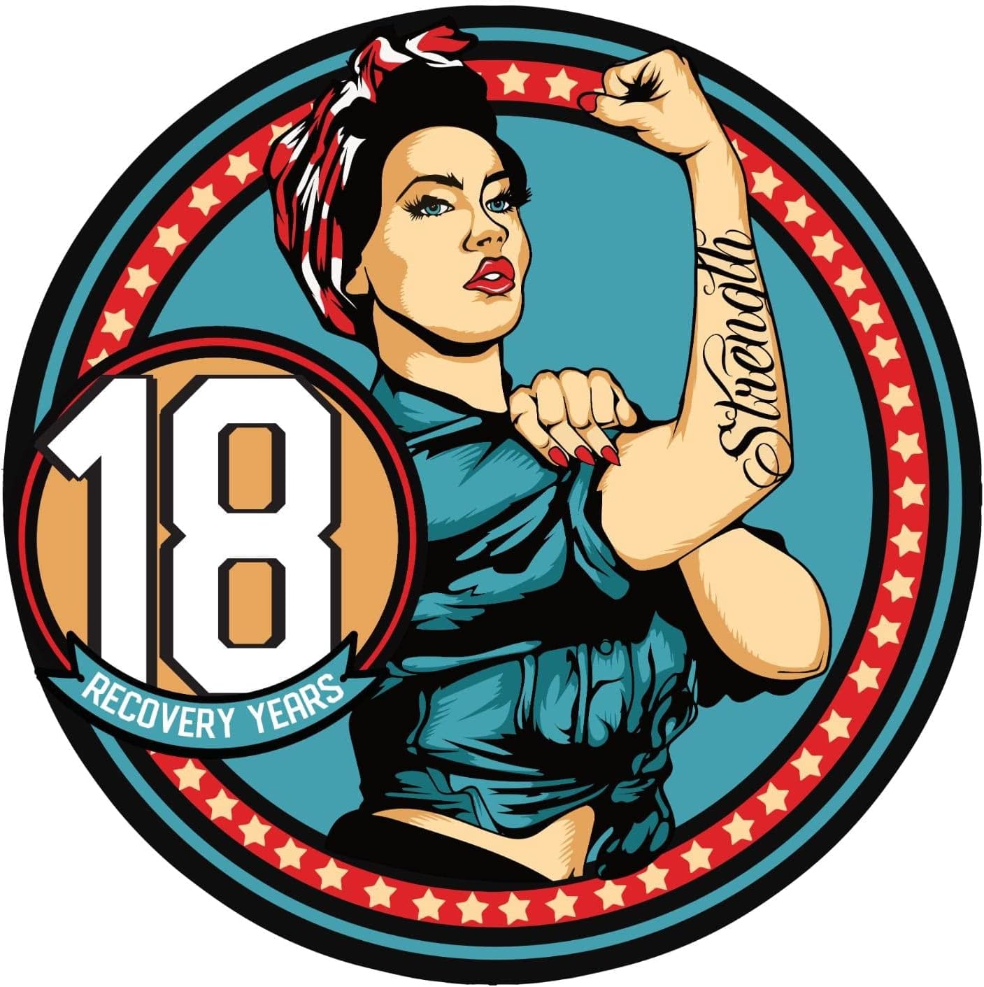 18 Year Rosie The Riveter AA, NA, Glossy, Medallion, Chip, Token, Coin