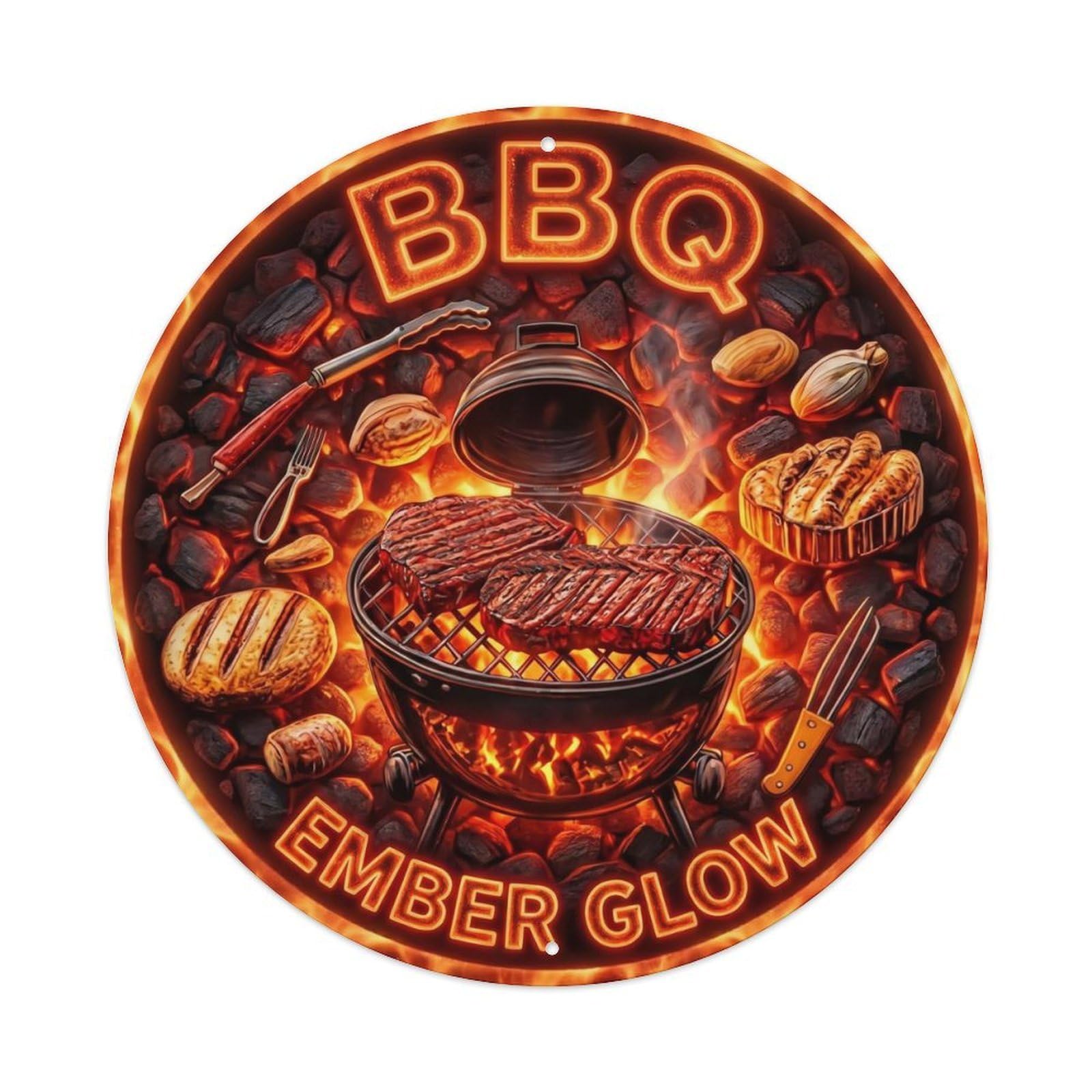 BBQ Ember Glow Metal Tin Sign