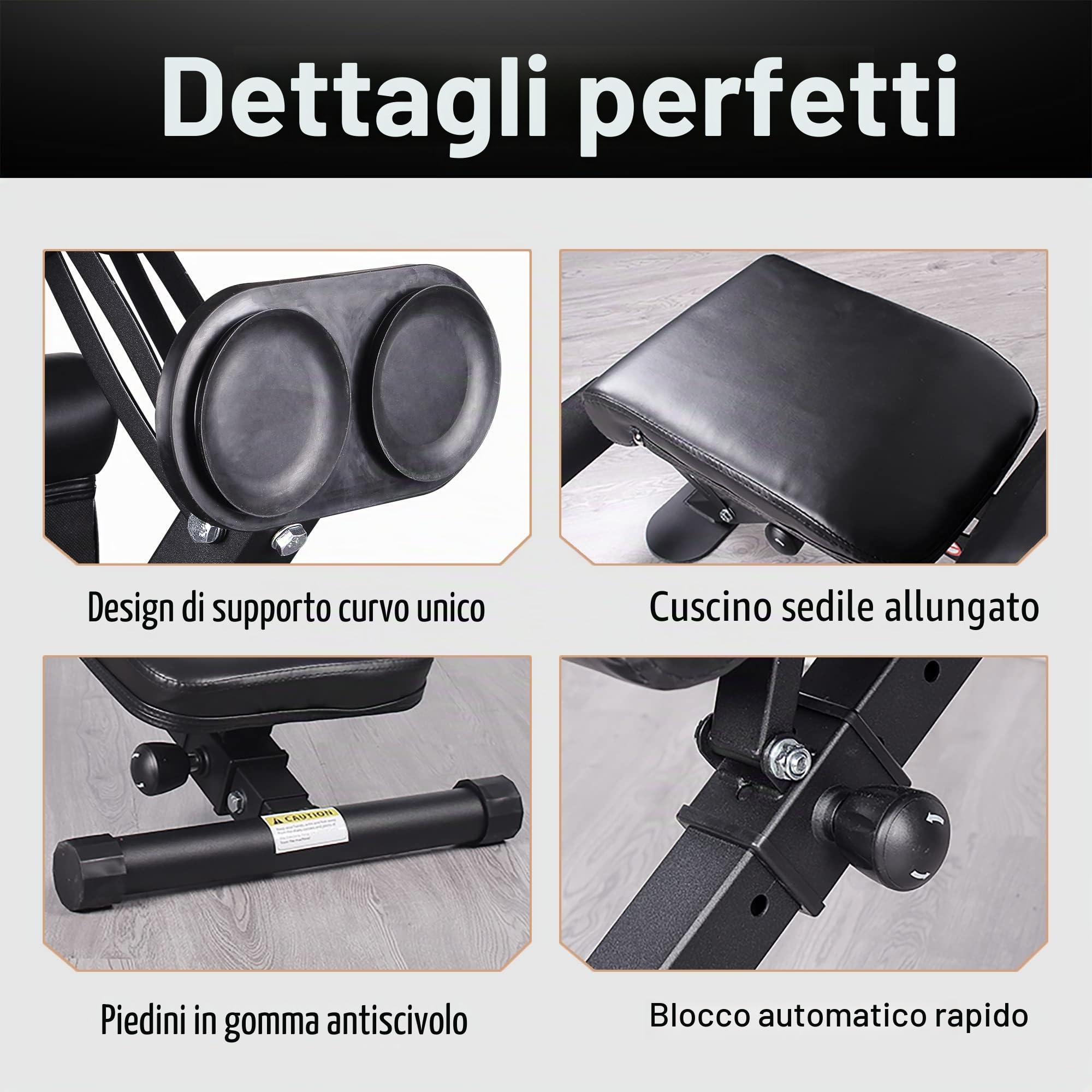 leikefitness Panca per pesi regolabile, pieghevole, con blocco automatico, per esercizi di inclinazione verticale e per esercizi a corpo piatto