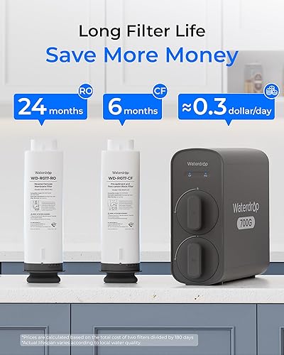 Miniatura 9 de Waterdrop G5P700 - Filtro de agua por ósmosis inversa, Certificado NSFANSI 58 y 372, Sistema de ósmosis inversa de flujo rápido de 700 GPD, Sistema