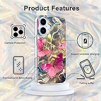 Vista 261 de I-MGAE-IN-AR - Funda diseñada para iPhone 12 y 12 Pro, diseño de mariposa plateada brillante, funda protectora de poliuretano termoplástico, suave