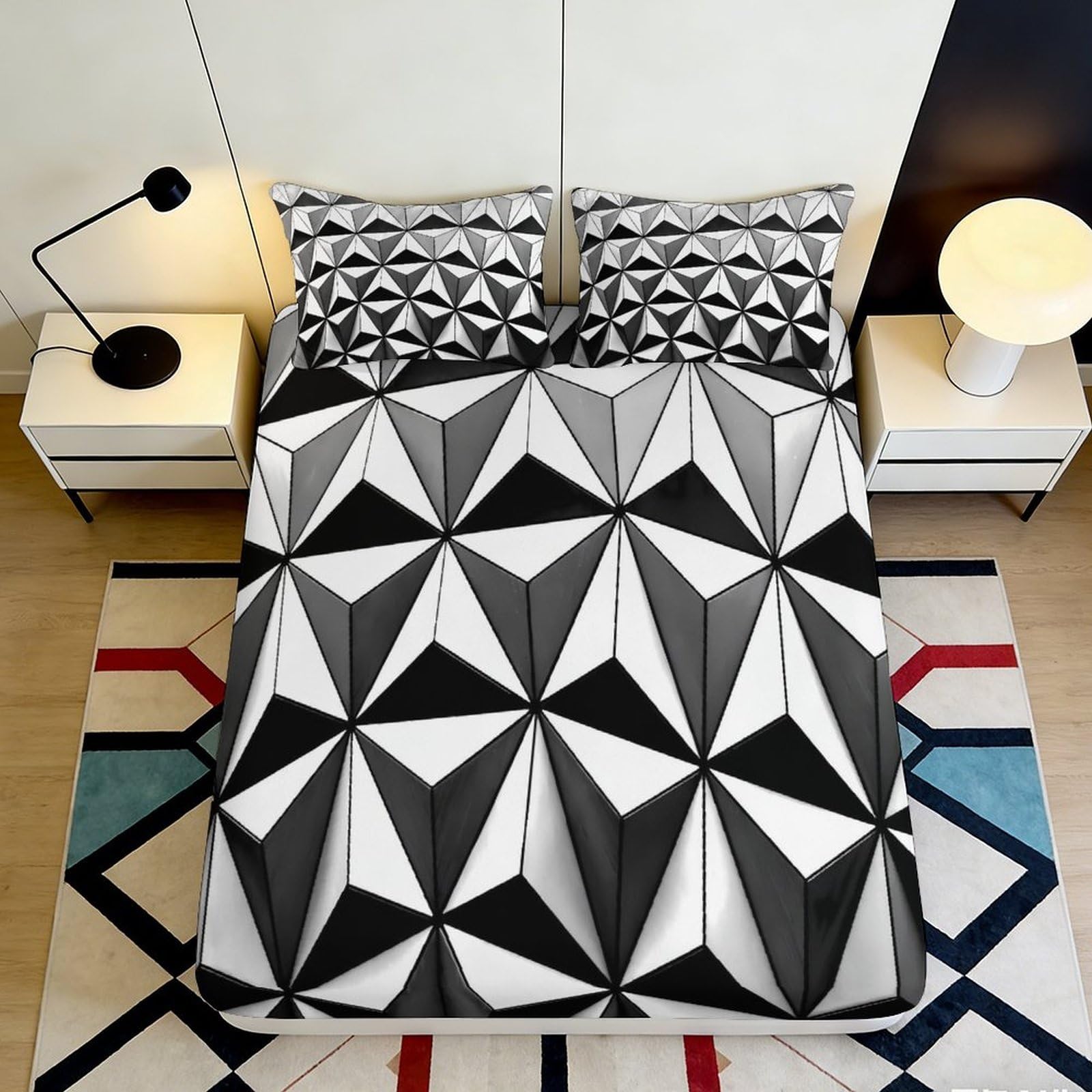 3D Printed Cat Design Fitted Sheet Microfiber Deep Pocket Non-Slip Bedroom Mattress Fitted Cover Washable 120x200x25cm
