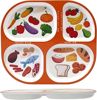 Portionskontrollteller Für Ausgewogene Ernährung Teller Mit Unterteilung Gesunder Ernährung Für Erwachsene Jugendliche Für Übergewichtige Menschen Fitnessbegeisterte (Orange)