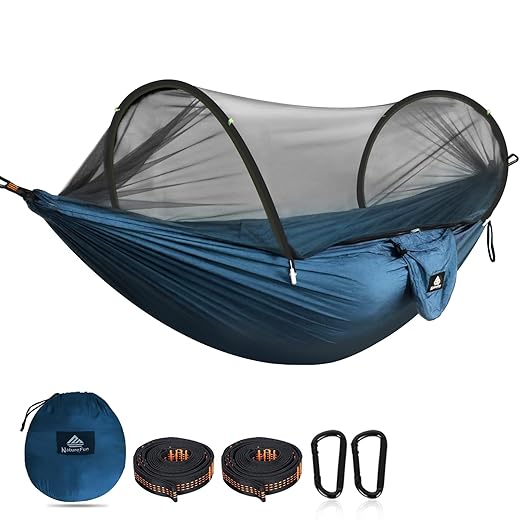 NATUREFUN Ultralight Camping Hammock Mosquito Net Hammock | 300kg Load Capacity, Breathable Quick-Drying Parachute Nylon | 2 Premium Carabiners, 2 x Nylon Slings