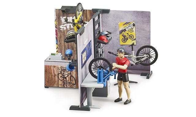 Bruder - 63120 - bworld Tienda de Bicicletas con Bicicleta de Carreras, Bicicleta de montaña, Taller…