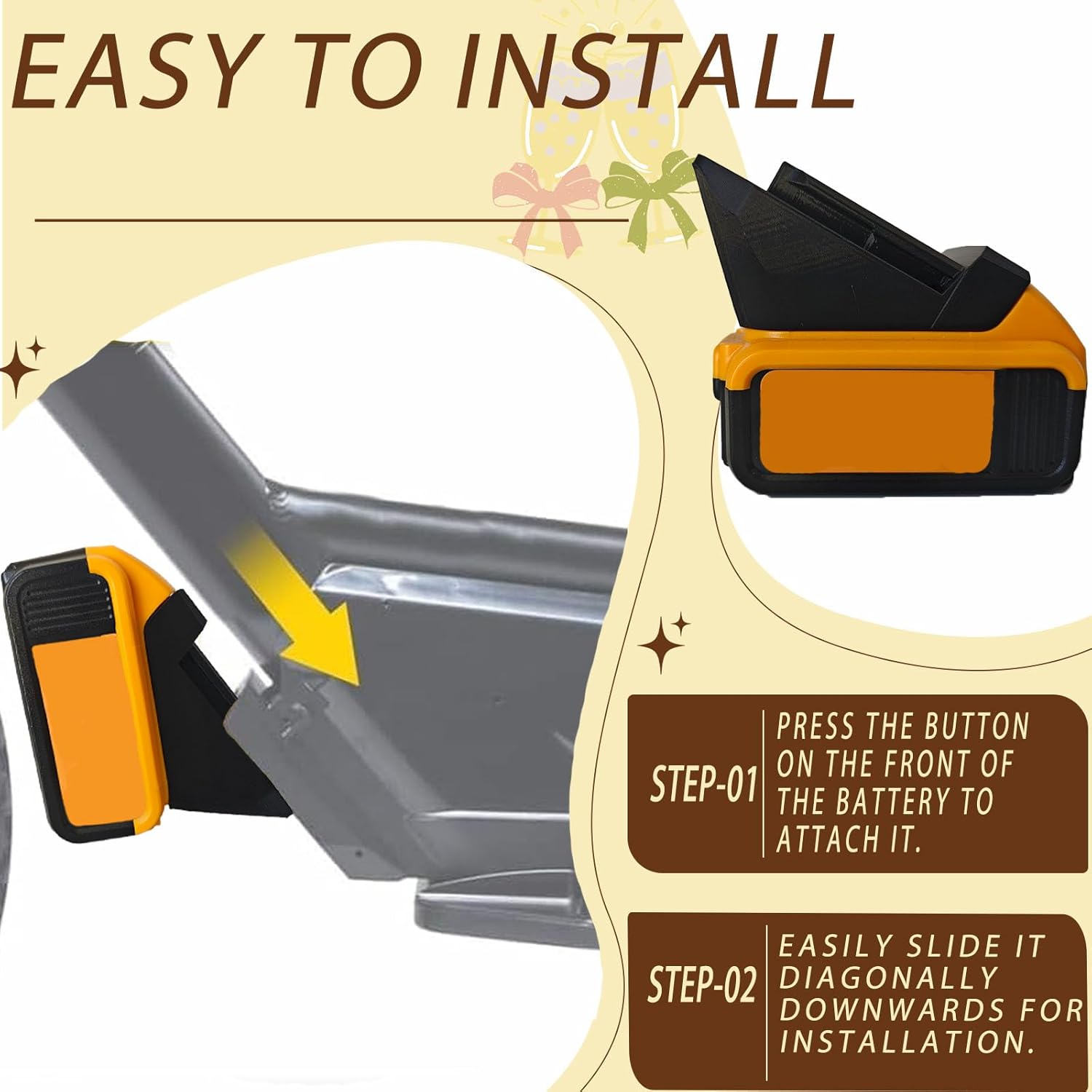 Battery Adapter for Stacyc 12" & 16" - Compatible for Dewalt 20V Batteries, Quick & Easy Installation, Secure Fit for Electric Bikes