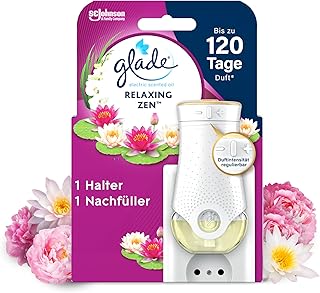 Glade electric scented oil Halter, elektrischer Raumduft Duftstecker mit Duftöl inkl. 1 Nachfüller, Relaxing Zen, 1 er Pack, (1x20 ml)