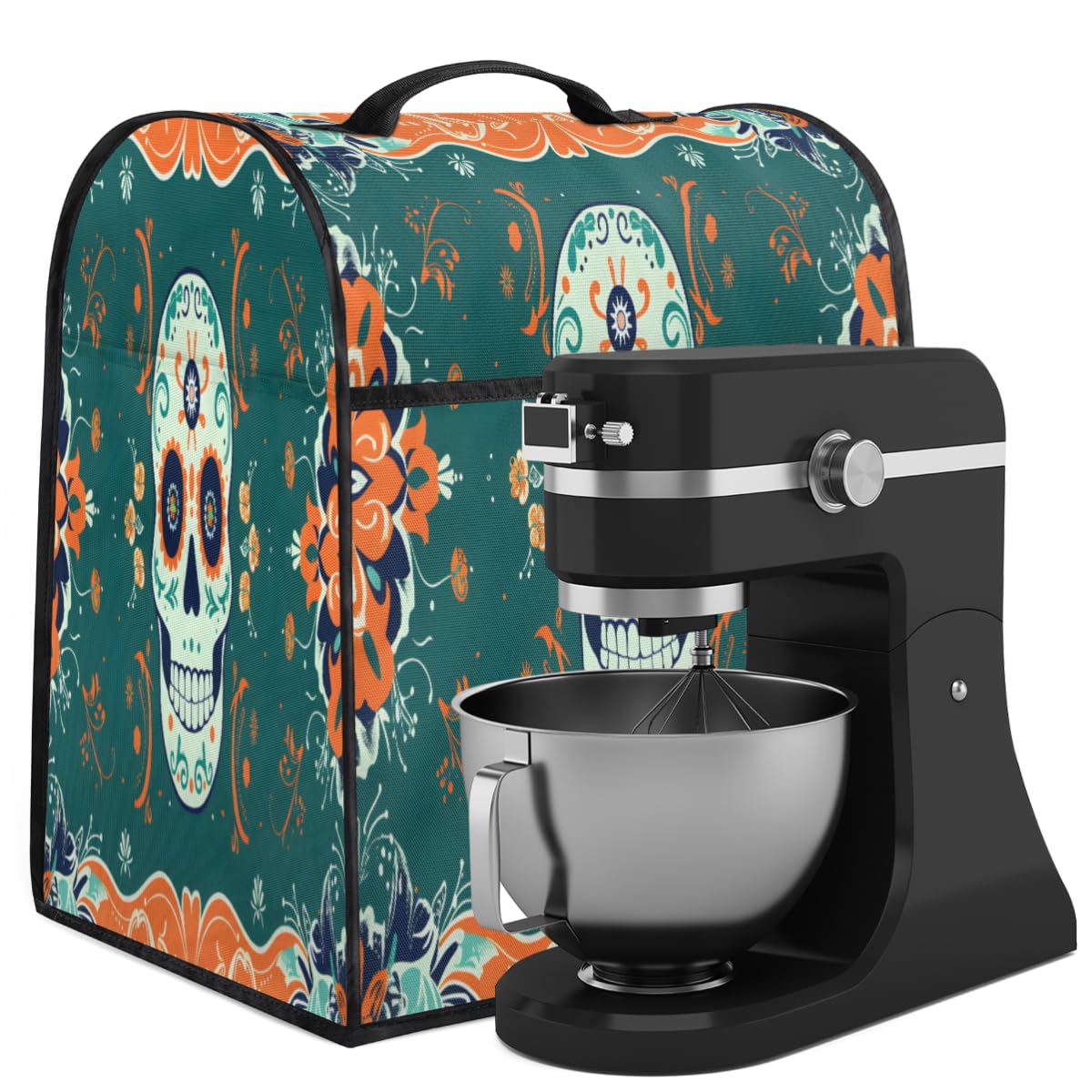 Coffee Maker Cover Skull Bohemian Kitchen Appliance Covers Small Appliance Covers Blender Cover Juicer Cover Dust Covers for Kitchen Appliances with Top Handle and Pockets,Washable,B97