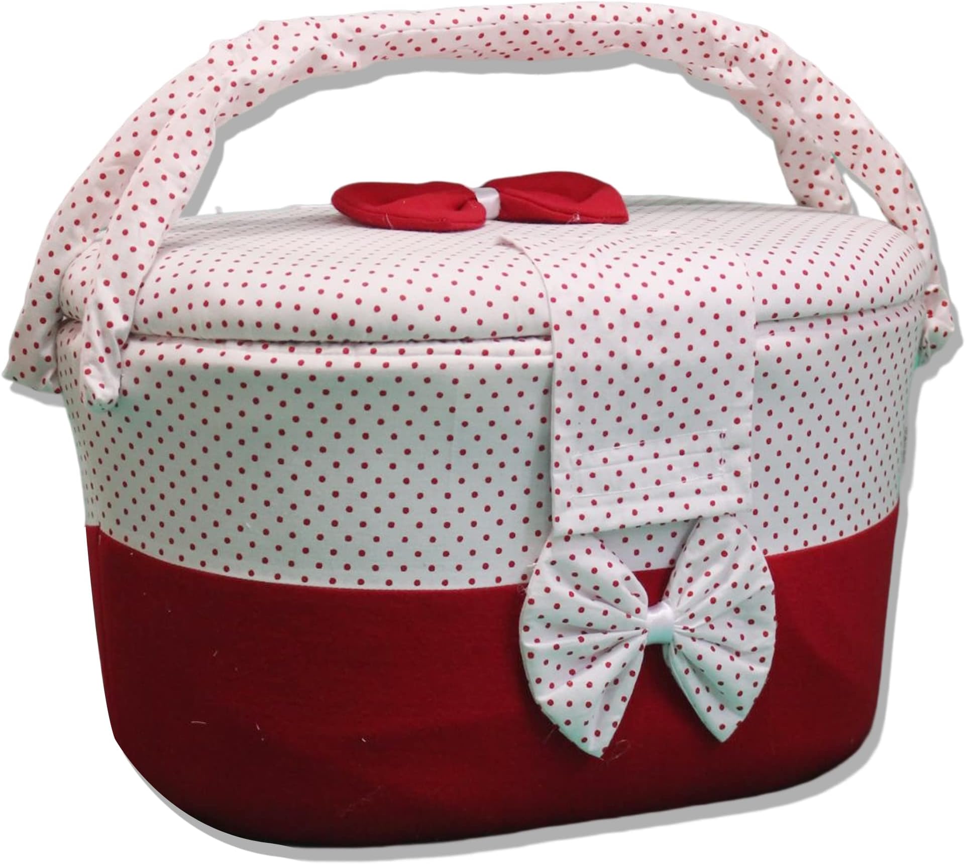 S3 Stay Blessed-Diaper Caddy|Baby Box For Newborn|Baby Products Bag Organizer Large Capacity(44*32*26 Cm)|Nursery Storage Bin|Car Organizer For Diapers&Wipes(Red,White With Dot Design Cotton&Plastic)
