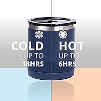 Vista 5 de Elemental Recess Lowball, vaso de acero inoxidable de triple pared de 10 onzas con tapa Tritan no rota y vaso de whisky aislado, taza de café