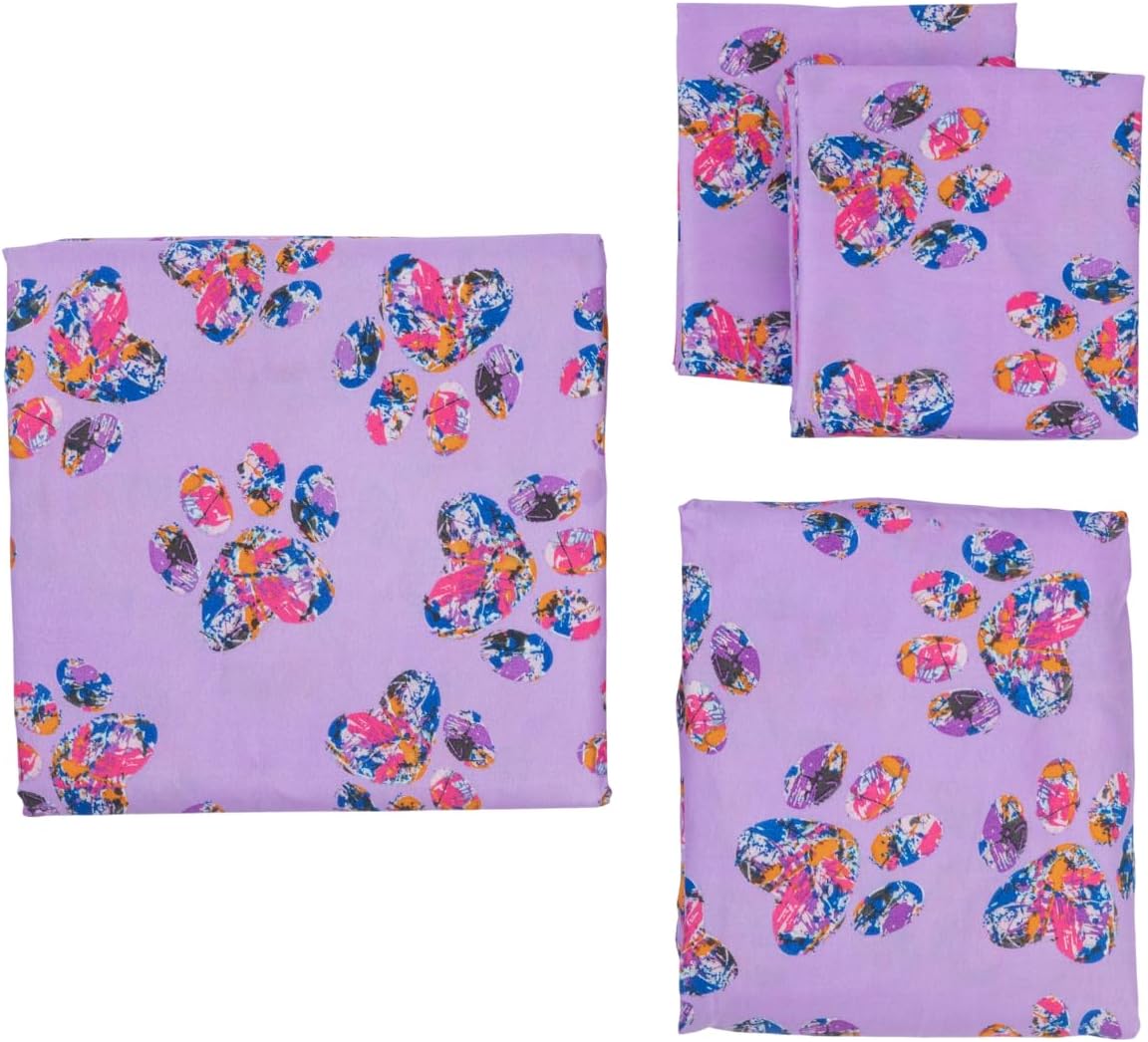 GreaterGood Super Cozy Lightweight Perfectly Patterned Paws Sheet Set Bed Linens Fun and Colorful 4 Piece Set Bedding (Scribble Paw, Queen)