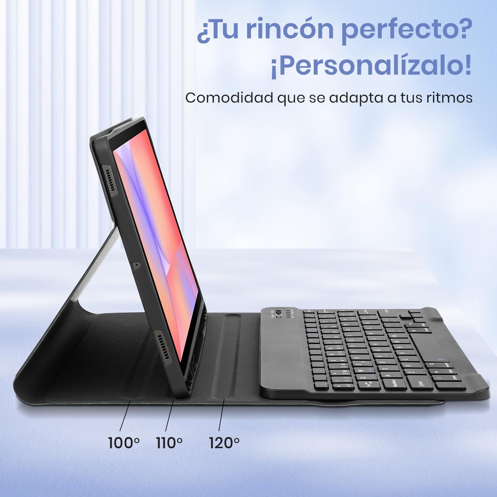 Funda con Teclado para Samsung Galaxy Tab S10 Lite / S10 FE / S9 FE / S9 2025 2023 (10.9"/11"), Teclado Bluetooth Español Magnético Desmontable con Soporte para Lápiz (Negro)