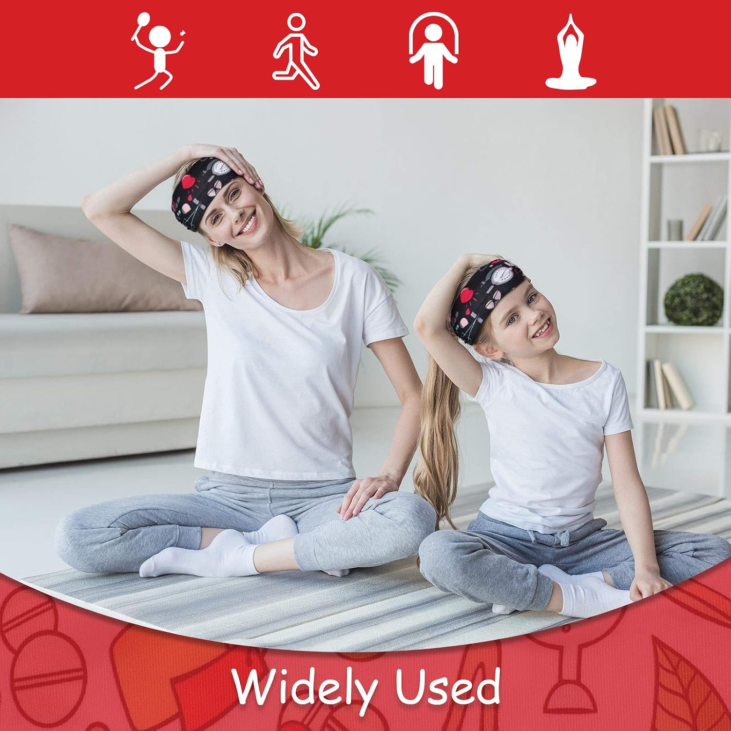 6 Pieces Button Headbands Non Slip Nurse Headbands Stretchy Headwraps Nonslip Yoga Sweatbands with Ear Protection Holder Elastic Headscarves for Yoga, Running, and Exercise, 6 Styles