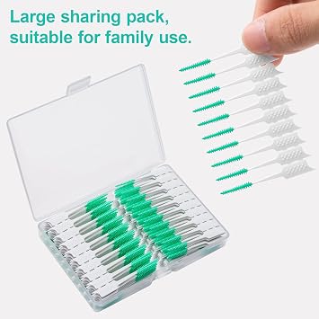 300 Pieces Interdental Brushes,Braces Brush with Silicone Head,Dental Tooth Flossing Toothpick Cleaners Tooth Tool, Blue