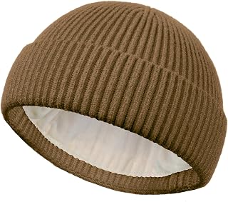 Swag Short Fisherman Beanie for Men Women, Wool Knit Cuffed Fleece Lined Trawler Beanies Winter Warm Hat
