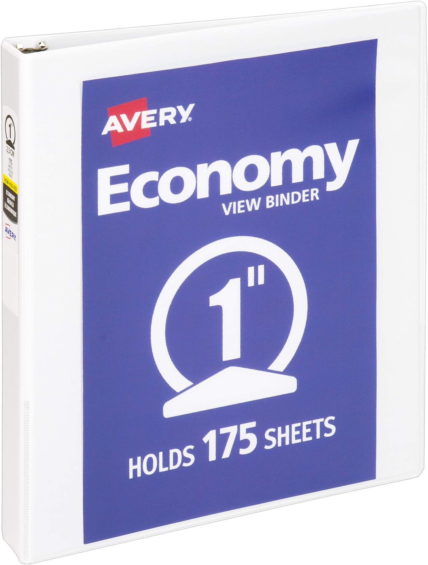 Avery Economy View 3 Ring Binder, 1" Round Rings, 1 White Binder (05711)
