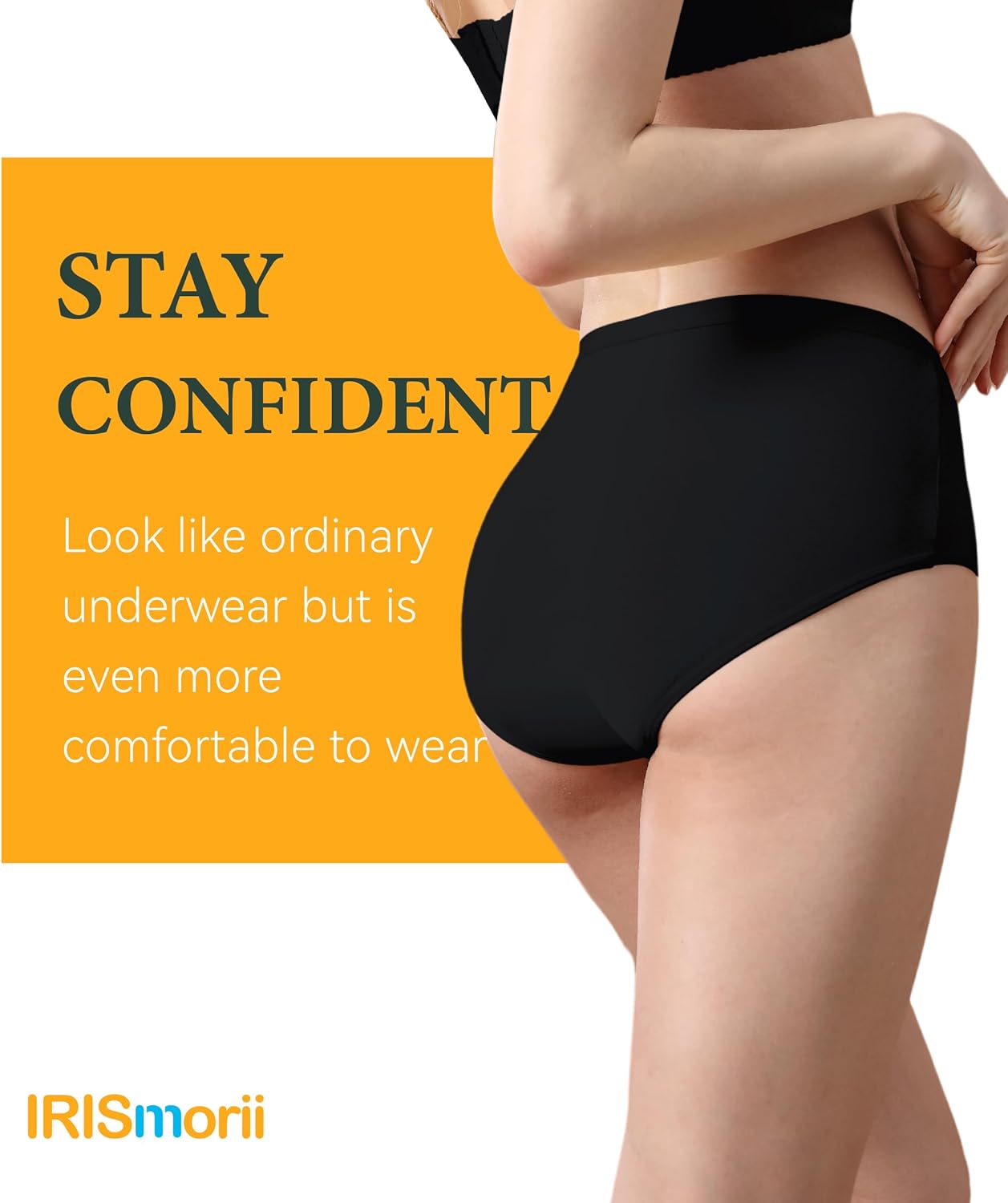 Adult Womens Incontinence Protective Underwear Washable Bladder Leak Proof Postpartum Panties 56ml Absorbency 3 Pack (Skin-Skin-Black, M) - Image 7