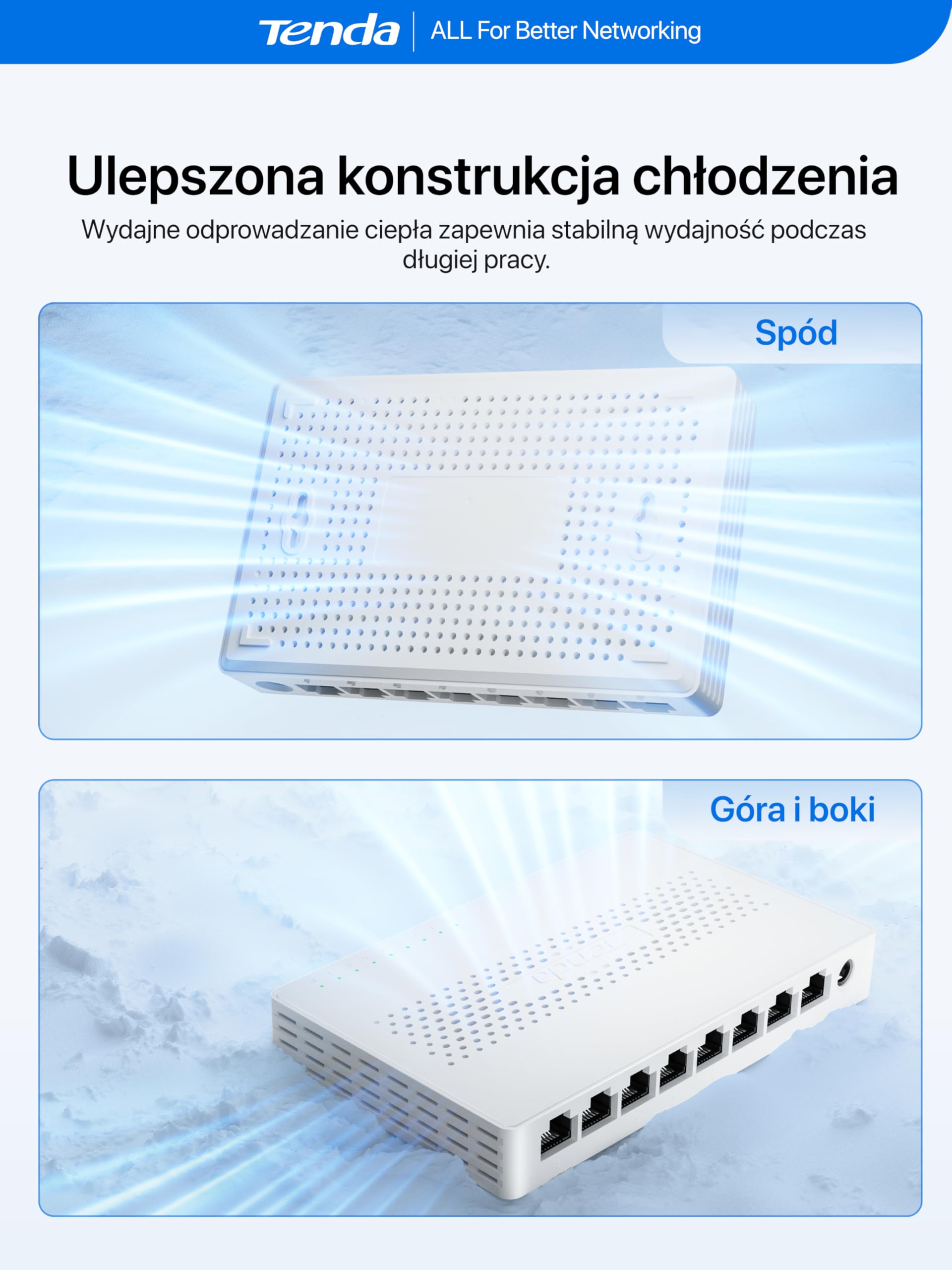 Tenda SM108 8-portowy przełącznik 2,5 Gb/s, niezarządzany przełącznik sieciowy 2,5 Gigabit (Plug-and-Play, bez wentylatora, montaż ścienny, do serwerów NAS 2,5G, punktów dostępowych, komputerów) Biały