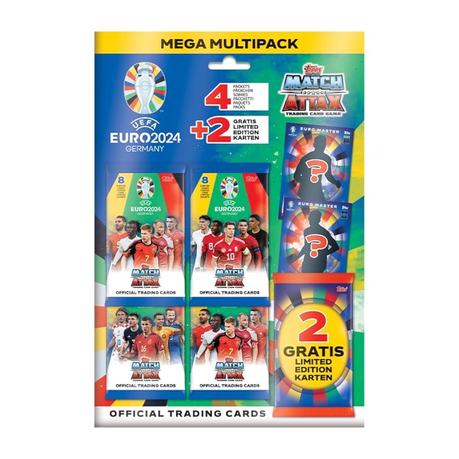 Official Euro 2024 Match Attax - Mega Multipack - Includes 32 Euro 2024 Match Attax Cards Plus 2 Random Limited Edition Cards