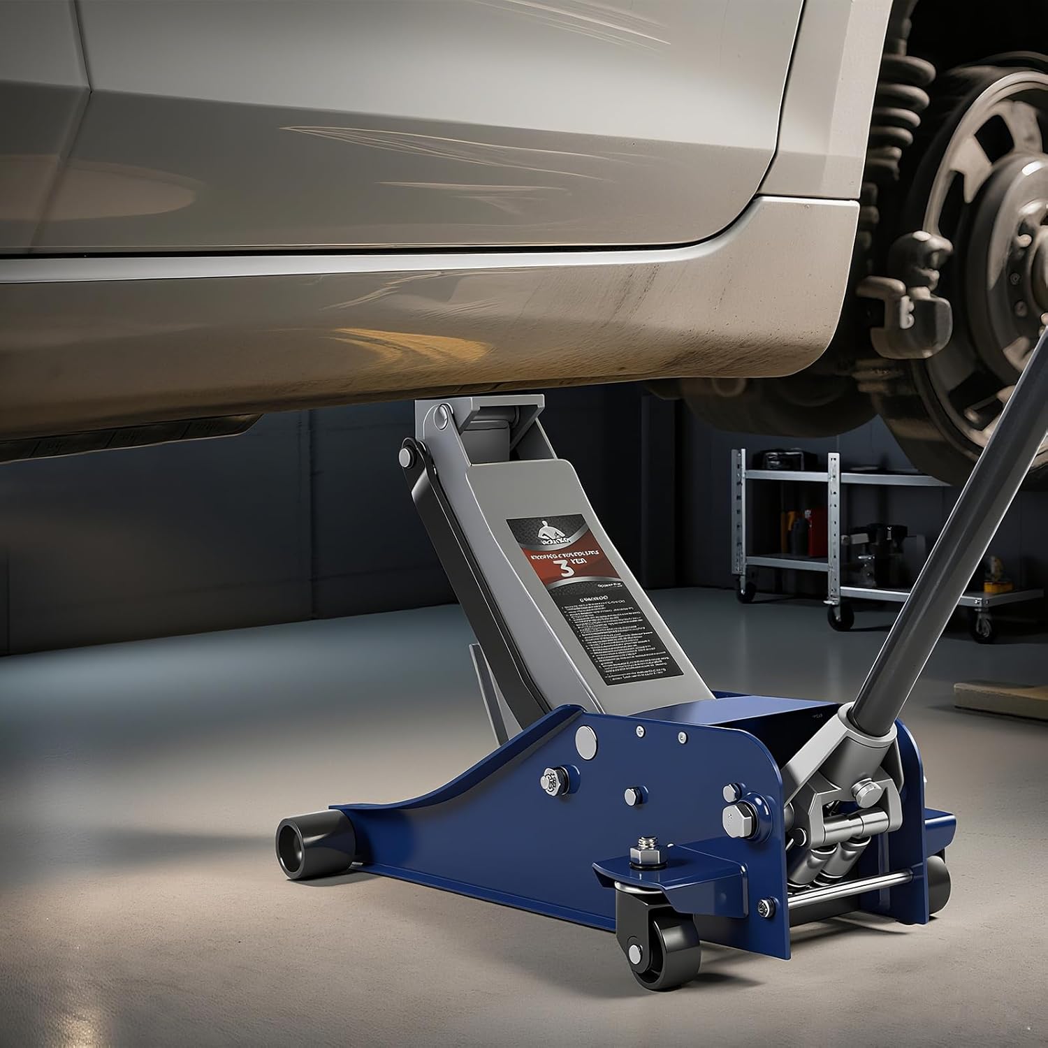 3 Ton Floor Jack, Hydraulic Car Jack, Low Profile with Dual Pumps, Quickly Lift Steel Service Jack (6600lbs)