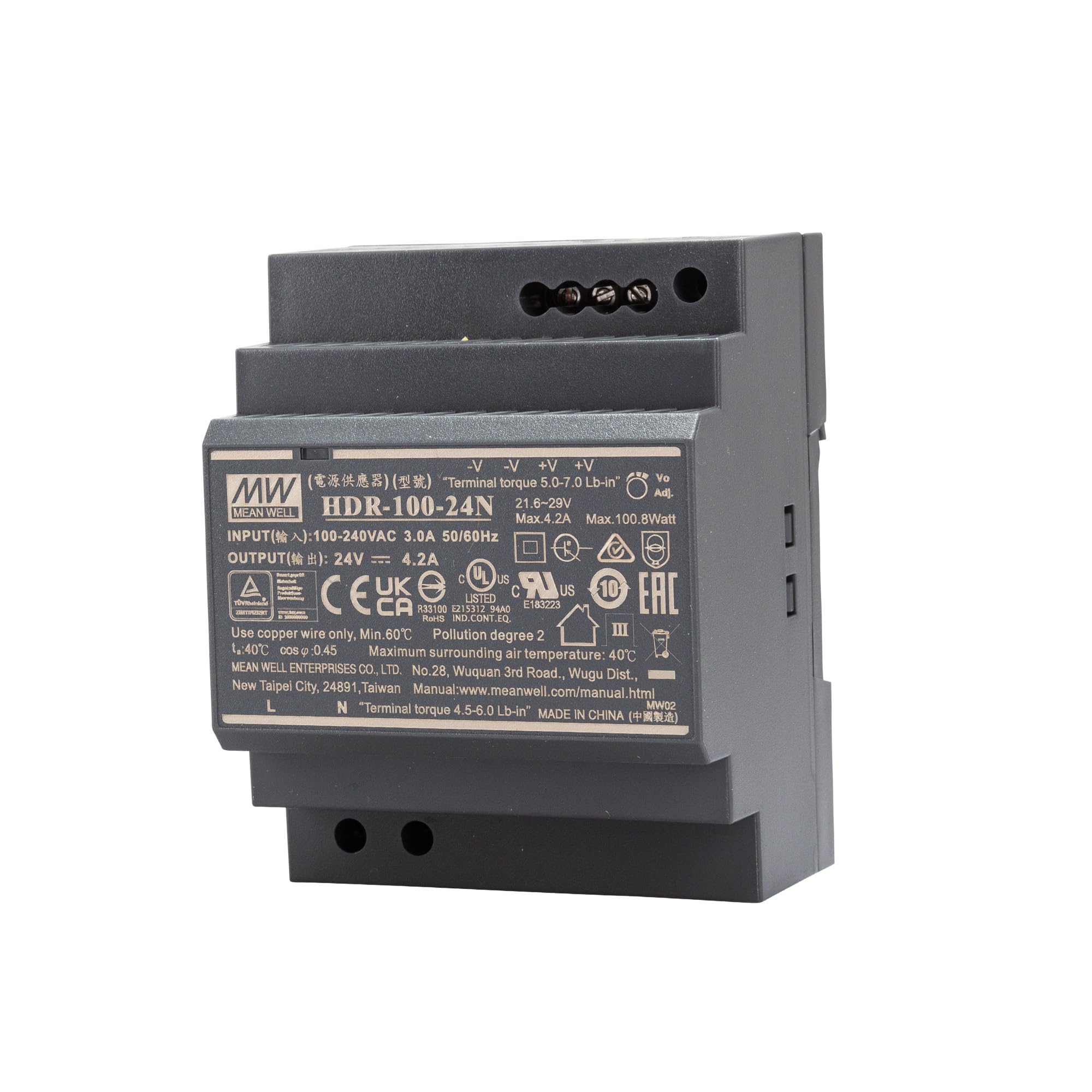 Mean Well HDR-100-24N Hutschienen-Netzteil (DIN-Rail) 24 V/DC 4.2A 100.8W 1 x