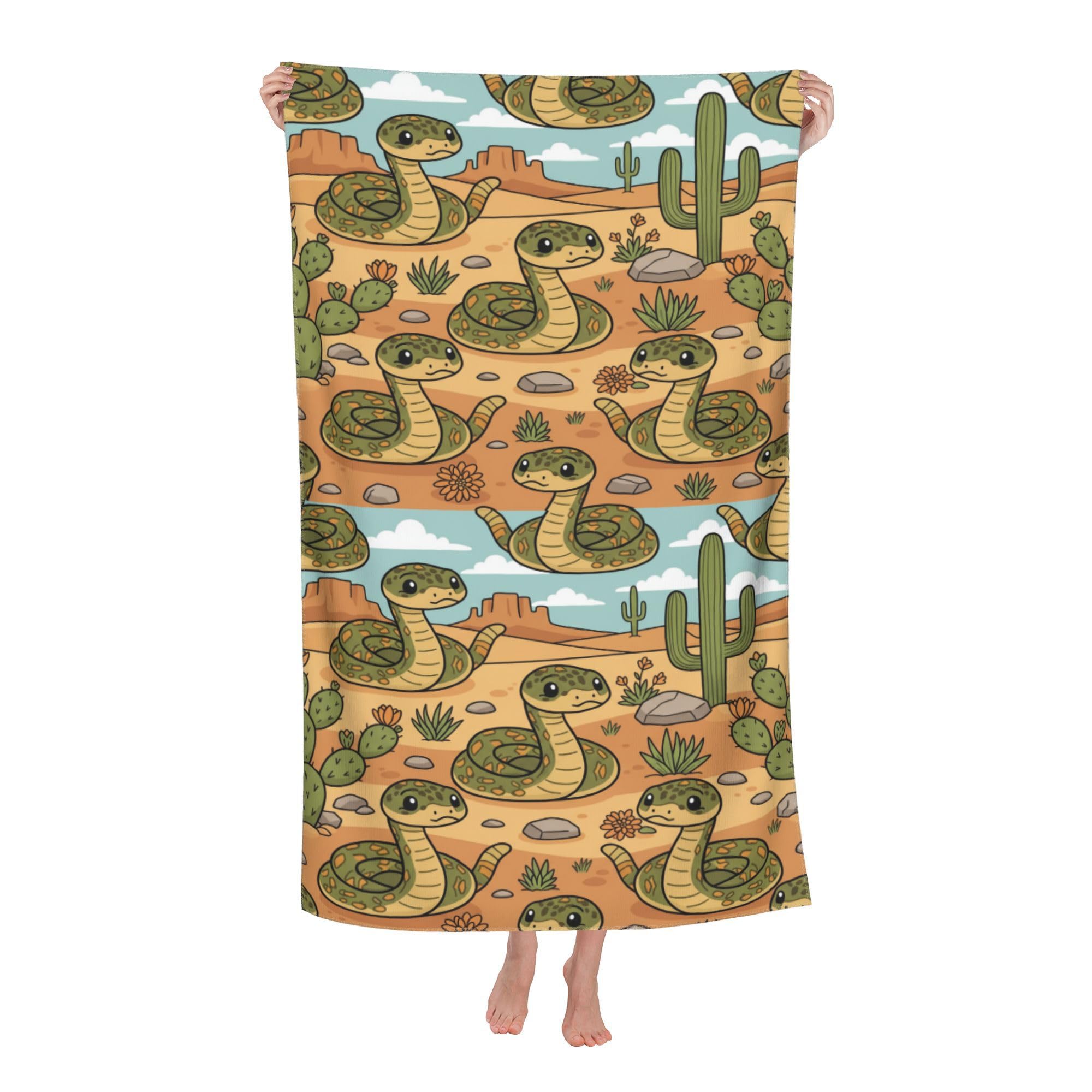 peiyeety Rattlesnake Soft Bath Towels Absorbent Bathroom Towel for Beach Hotel Gym Spa Shower