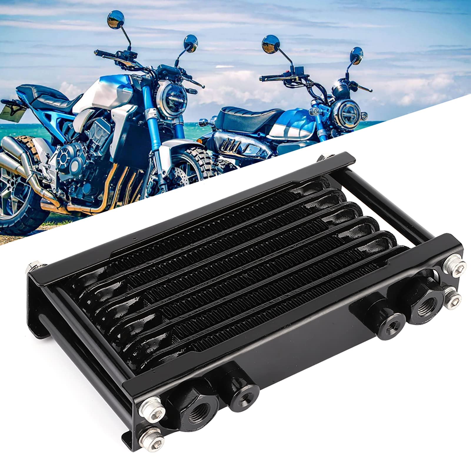 Ausla Radiador de Motocicleta, Enfriador de Aceite de Motor de Aleación de Aluminio, Rosca de 12 X 1,25, Reduce la Temperatura del Aceite de 54 a 72 °F, con Accesorios de Instalación para Motos de