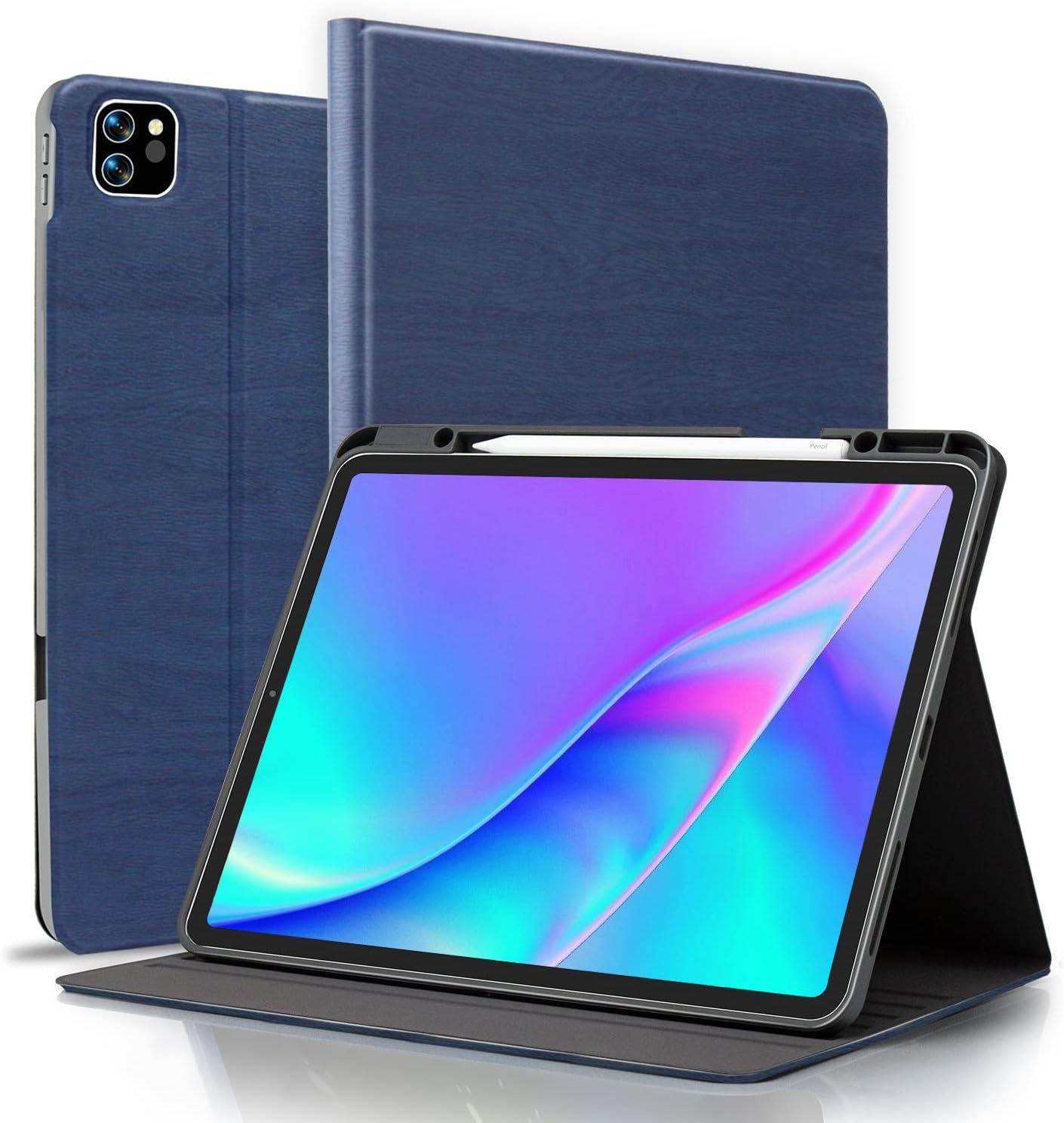 MOROCK for iPad Pro 12.9 Case 2022/2021/2020 with Pencil Holder/Multi-Angle Smart Stand Cover, Auto Sleep/Wake iPad 12.9'' 6th/5th/4th Case (Blue)