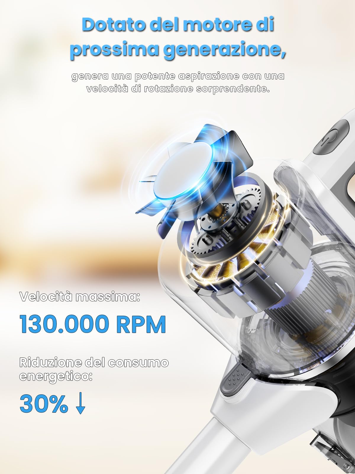 VersLife S6 Scopa elettrica senza fili 2 in 1 con Tubo di Prolunga, Multifunzione, Multiple Spazzole, Ricarica USB Tipo C, Filtro HEPA, Filtrazione Multipla, per Pavimenti in Legno/Divani (bianco)