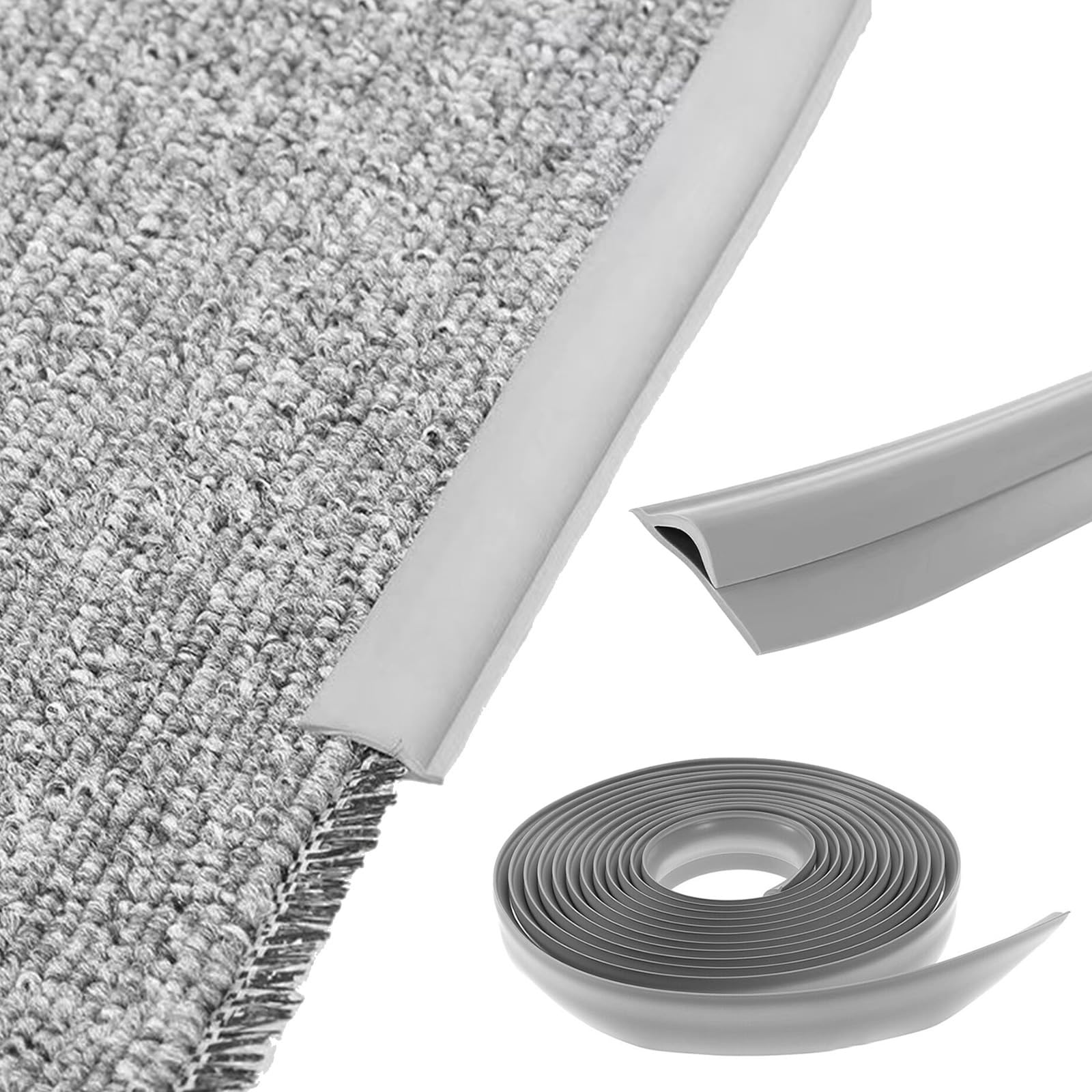 Carpet Trim Strip, Self-Adhesive Carpet Trim Strip, Adhesive TPE Laminate Floor Door Strip, Edge Trimming Decor, Door Floor Transition Threshold Edgings Trim, Flooring Edge Strip (Light Gray-5M)
