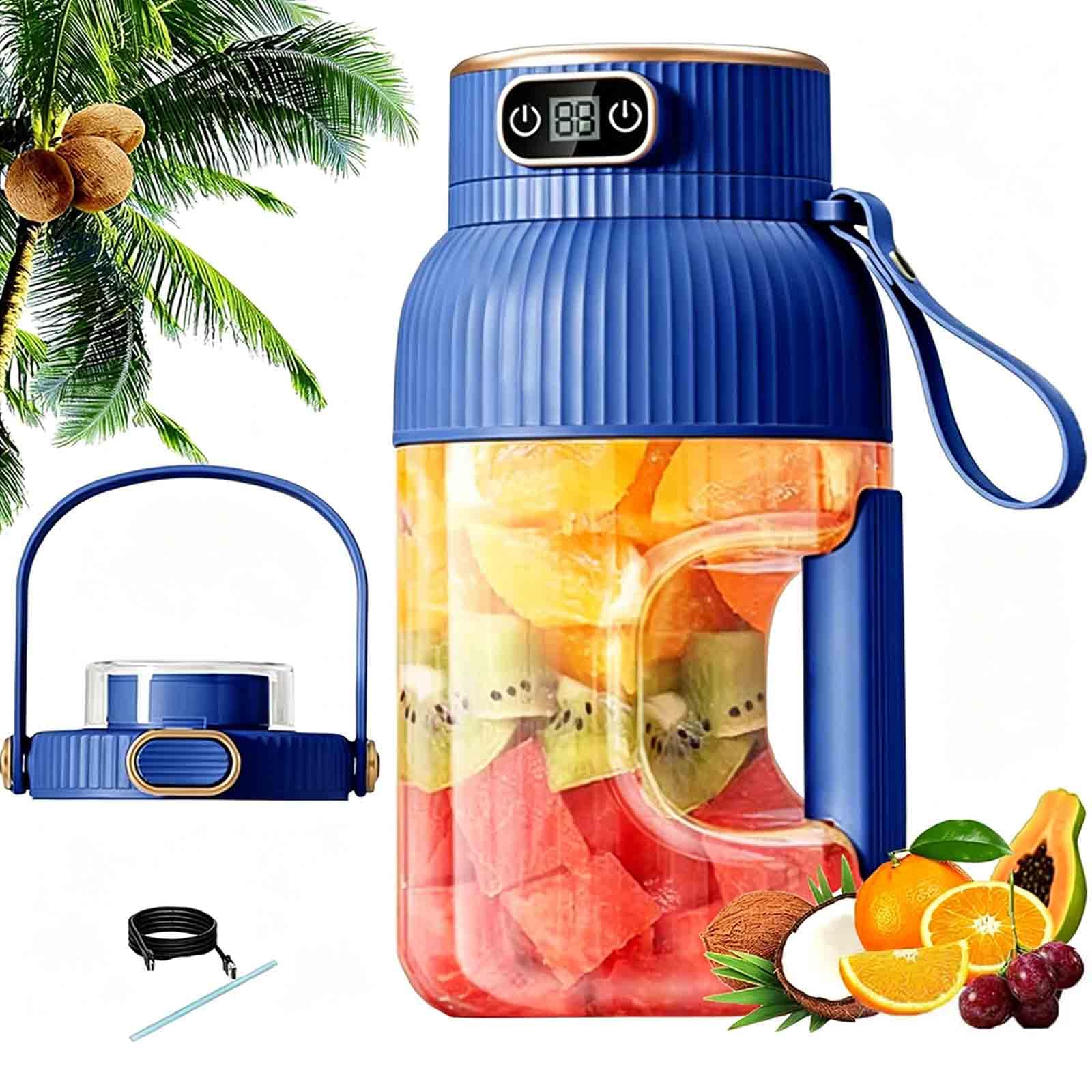 Tazza Frullatore Portatile, 1200ML Spremiagrumi Ricaricabile USB con Display Digitale, Mini Mixer Frutta Elettrica per Cucina, Viaggio, Ufficio, Facile da Pulire