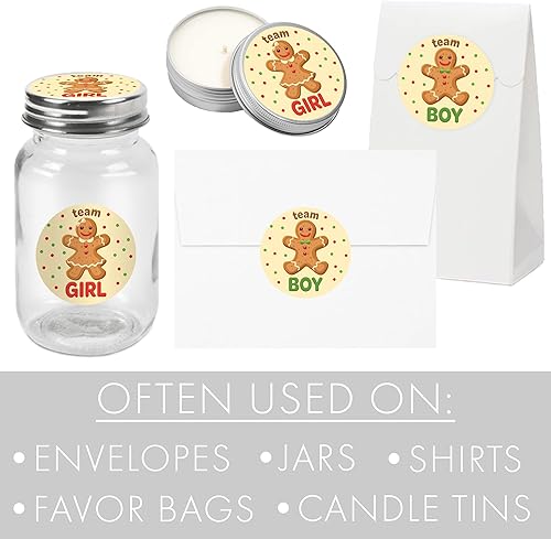 Miniatura 4 de Fiesta de revelación de género de pan de jengibre, calcomanías de galletas navideñas de equipo o chica de equipo, 40 etiquetas, Navidad, Oh Snap