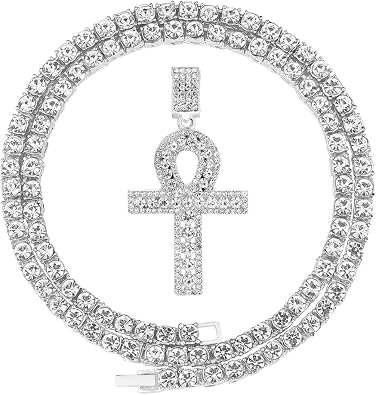 HH BLING EMPIRE Gold/Silver Diamond Cross Pendant Necklace for Men Women-Iced Out Chains with Cross Necklace 24 Inch